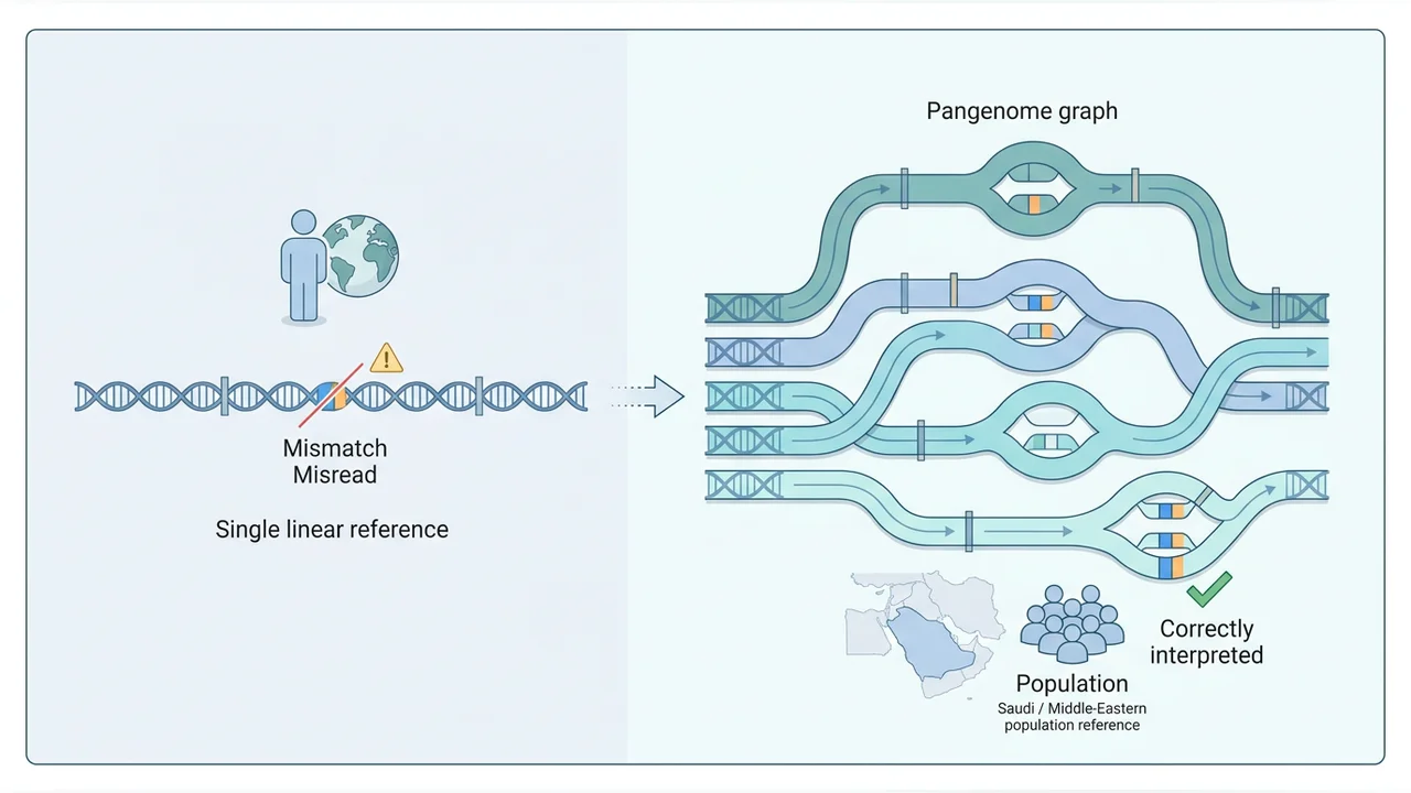 A public Saudi pangenome as reference for genomics in the Middle East — research illustration